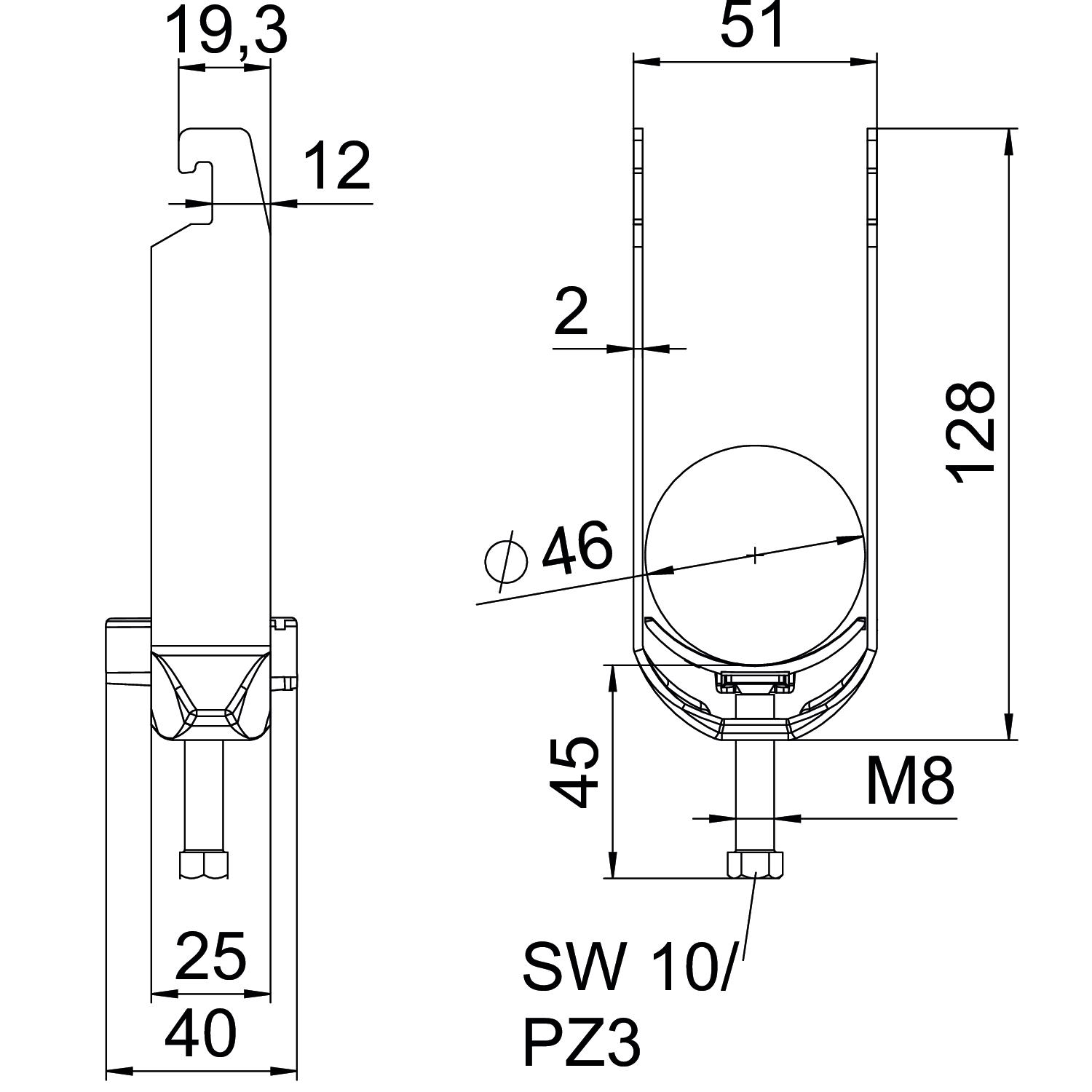 Abraçadeira BBS 2056 dupla 40-46mm Alumínio – Imagem 2 de 2