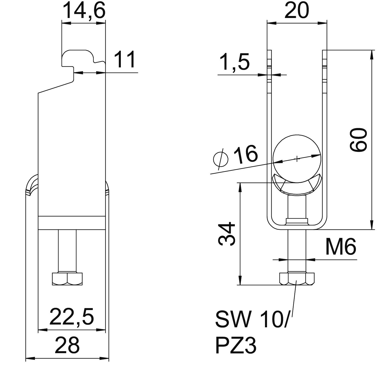 Abraçadeira BBS 2056 dupla 12-16mm Aço Galvanizado por imersão a quente após maquinação – Imagem 2 de 2
