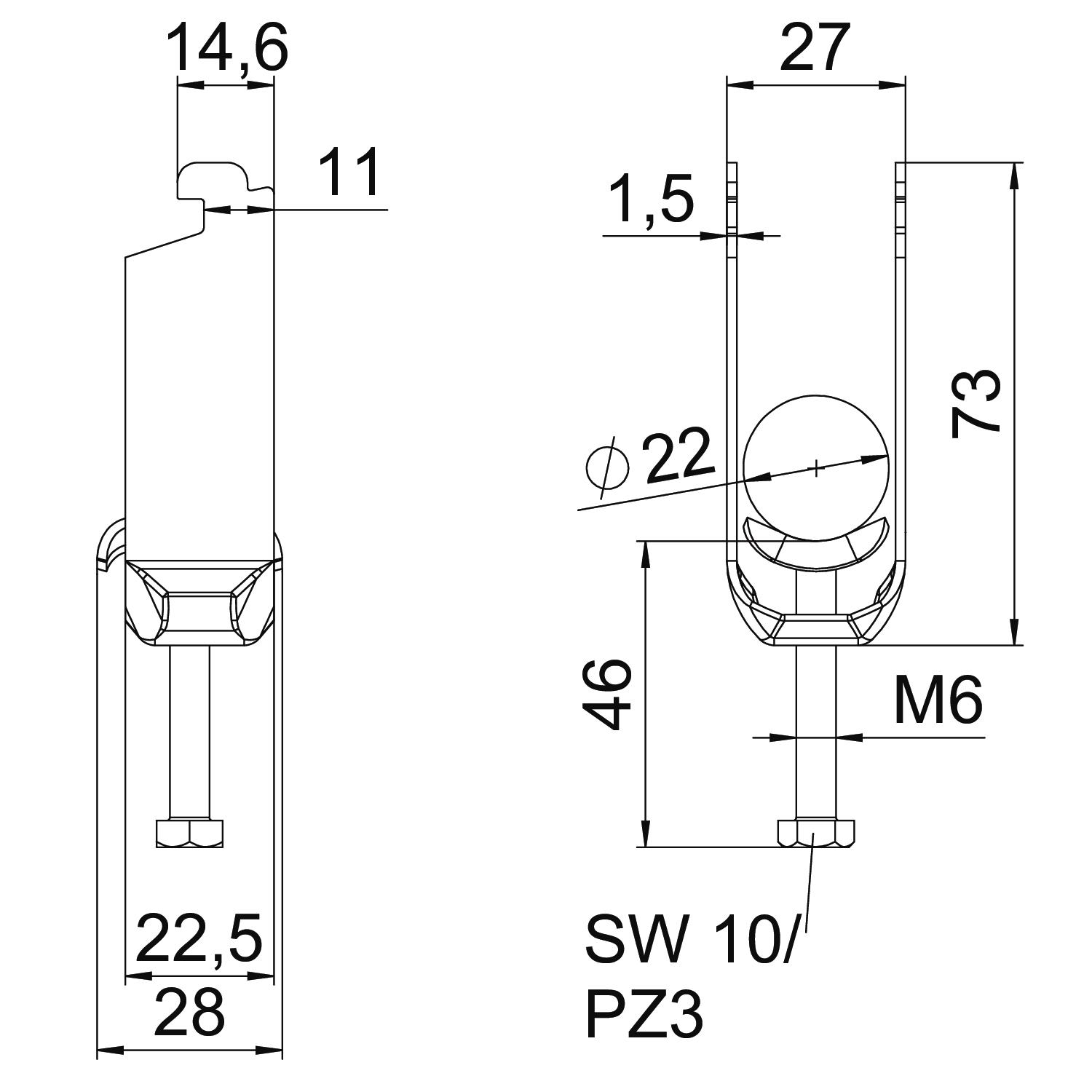 Abraçadeira BBS 2056 dupla 16-22mm Aço Galvanizado por imersão a quente após maquinação – Imagem 2 de 2