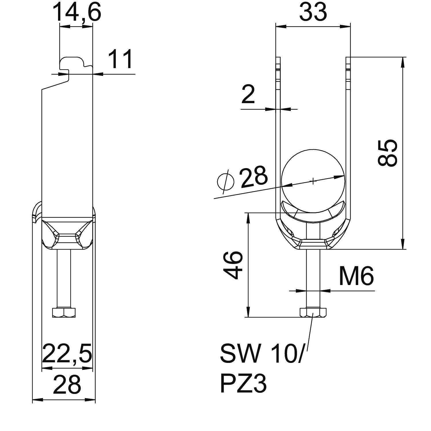 Abraçadeira BBS 2056 dupla 22-28mm Aço Galvanizado por imersão a quente após maquinação – Imagem 2 de 2