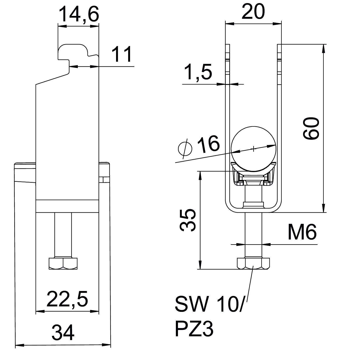 Abraçadeira BBS 2056 dupla 12-16mm Aço Galvanizado por imersão a quente após maquinação – Imagem 2 de 2