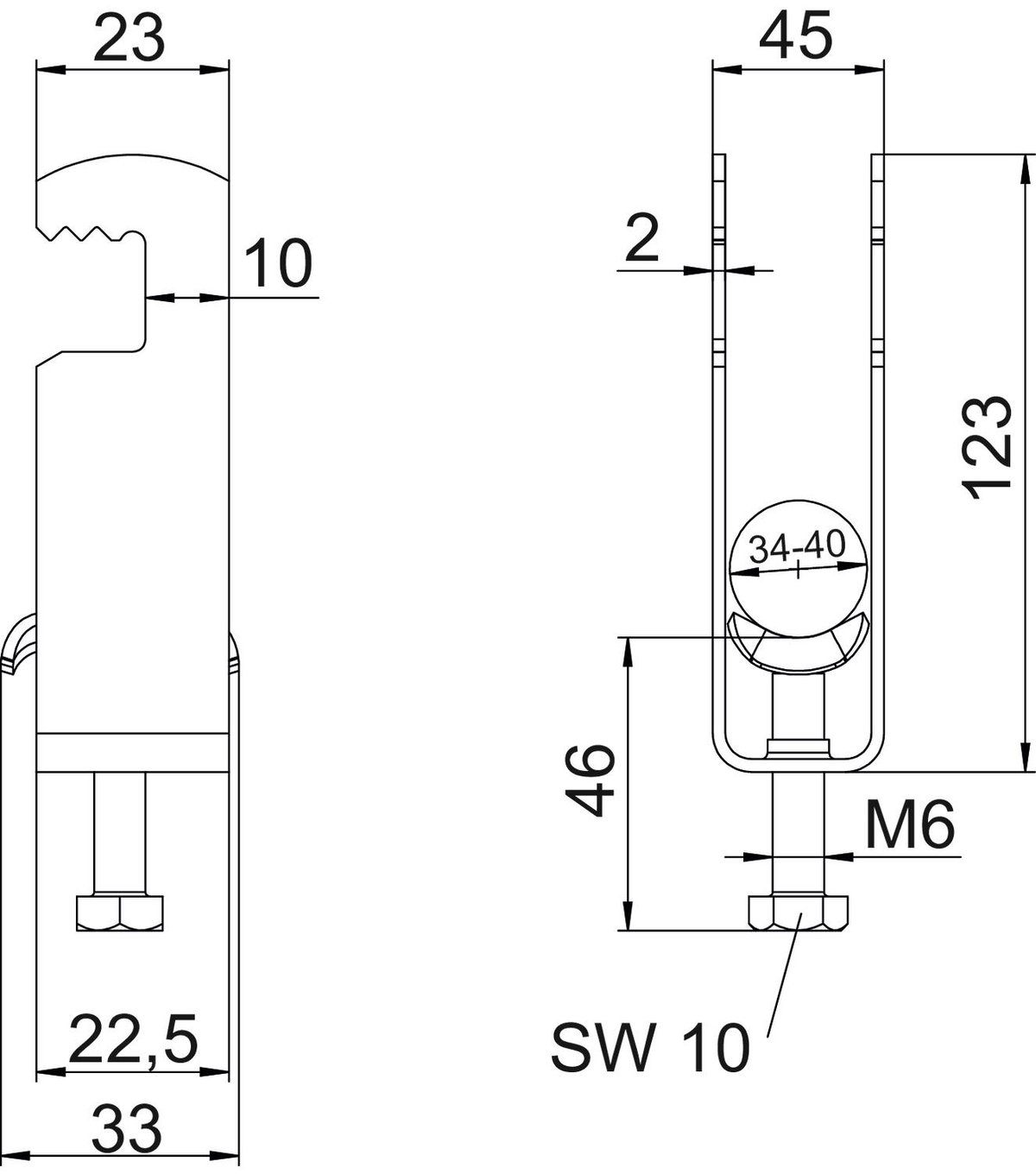 Abraçadeira BBS 2056 dupla 40-46mm Aço Galvanizado por imersão a quente após maquinação – Imagem 2 de 2