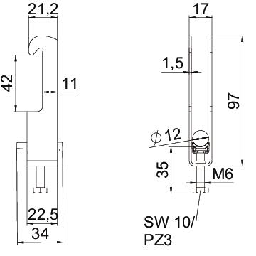 Abraçadeira BBS 2056 dupla 08-12mm Aço Galvanizado por imersão a quente após maquinação – Imagem 2 de 2