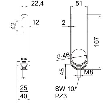Abraçadeira BBS 2056 dupla 40-46mm Aço Galvanizado por imersão a quente após maquinação – Imagem 2 de 2