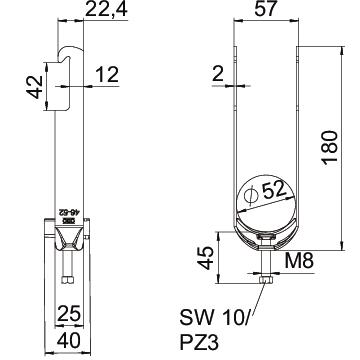 Abraçadeira BBS 2056 dupla 46-52mm Aço Galvanizado por imersão a quente após maquinação – Imagem 2 de 2