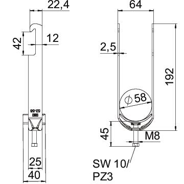 Abraçadeira BBS 2056 dupla 52-58mm Aço Galvanizado por imersão a quente após maquinação – Imagem 2 de 2