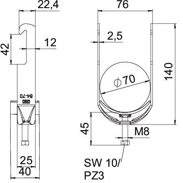 Abraçadeira BBS 2056 64-70mm Aço Galvanizado por imersão a quente após maquinação – Imagem 2 de 2