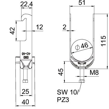 Abraçadeira BBS 2056 40-46mm Aço Galvanizado por imersão a quente após maquinação – Imagem 2 de 2