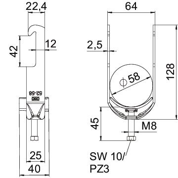 Abraçadeira BBS 2056 52-58mm Aço Galvanizado por imersão a quente após maquinação – Imagem 2 de 2
