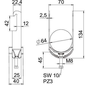 Abraçadeira BBS 2056 58-64mm Aço inoxidável, livre de ferrugem A2 1.4301 brilhante, pós-tratamento – Imagem 2 de 2