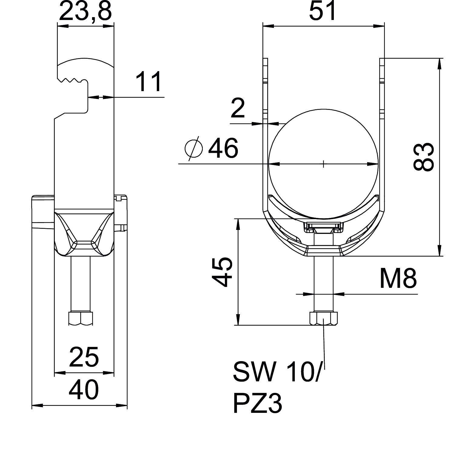 Abraçadeira BBS 2056 40-46mm Alumínio – Imagem 2 de 2