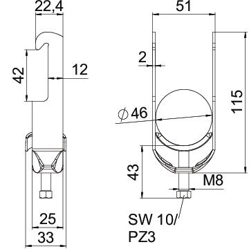 Abraçadeira BBS 2056 40-46mm Aço Galvanizado por imersão a quente após maquinação – Imagem 2 de 2