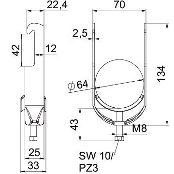 Abraçadeira BBS 2056 58-64mm Aço Galvanizado por imersão a quente após maquinação – Imagem 2 de 2