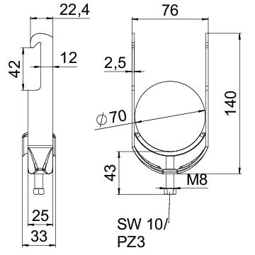 Abraçadeira BBS 2056 64-70mm Aço Galvanizado por imersão a quente após maquinação – Imagem 2 de 2
