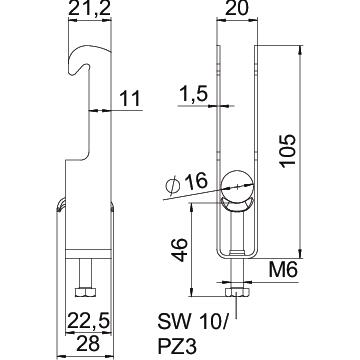 Abraçadeira BBS 2056 dupla 12-16mm Aço Galvanizado por imersão a quente após maquinação – Imagem 2 de 2