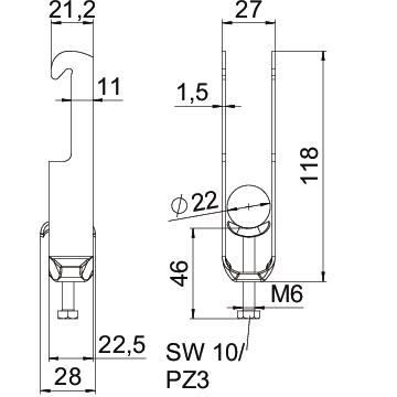 Abraçadeira BBS 2056 dupla 16-22mm Aço Galvanizado por imersão a quente após maquinação – Imagem 2 de 2