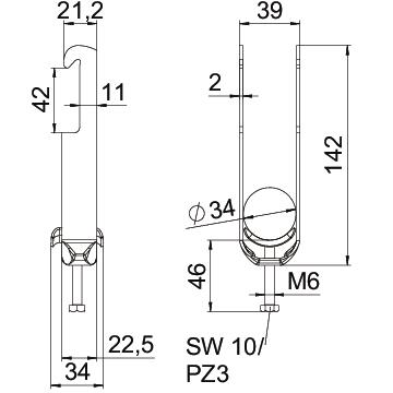 Abraçadeira BBS 2056 dupla 28-34mm Aço Galvanizado por imersão a quente após maquinação – Imagem 2 de 2