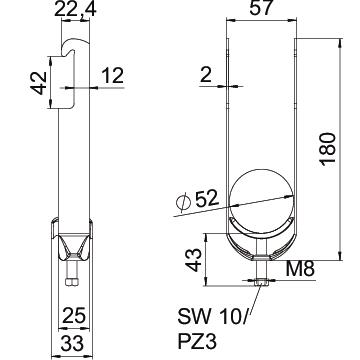 Abraçadeira BBS 2056 dupla 46-52mm Aço Galvanizado por imersão a quente após maquinação – Imagem 2 de 2