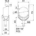 Abraçadeira BBS 2056 40-46mm Aço inoxidável, livre de ferrugem A2 1.4301 brilhante, pós-tratamento