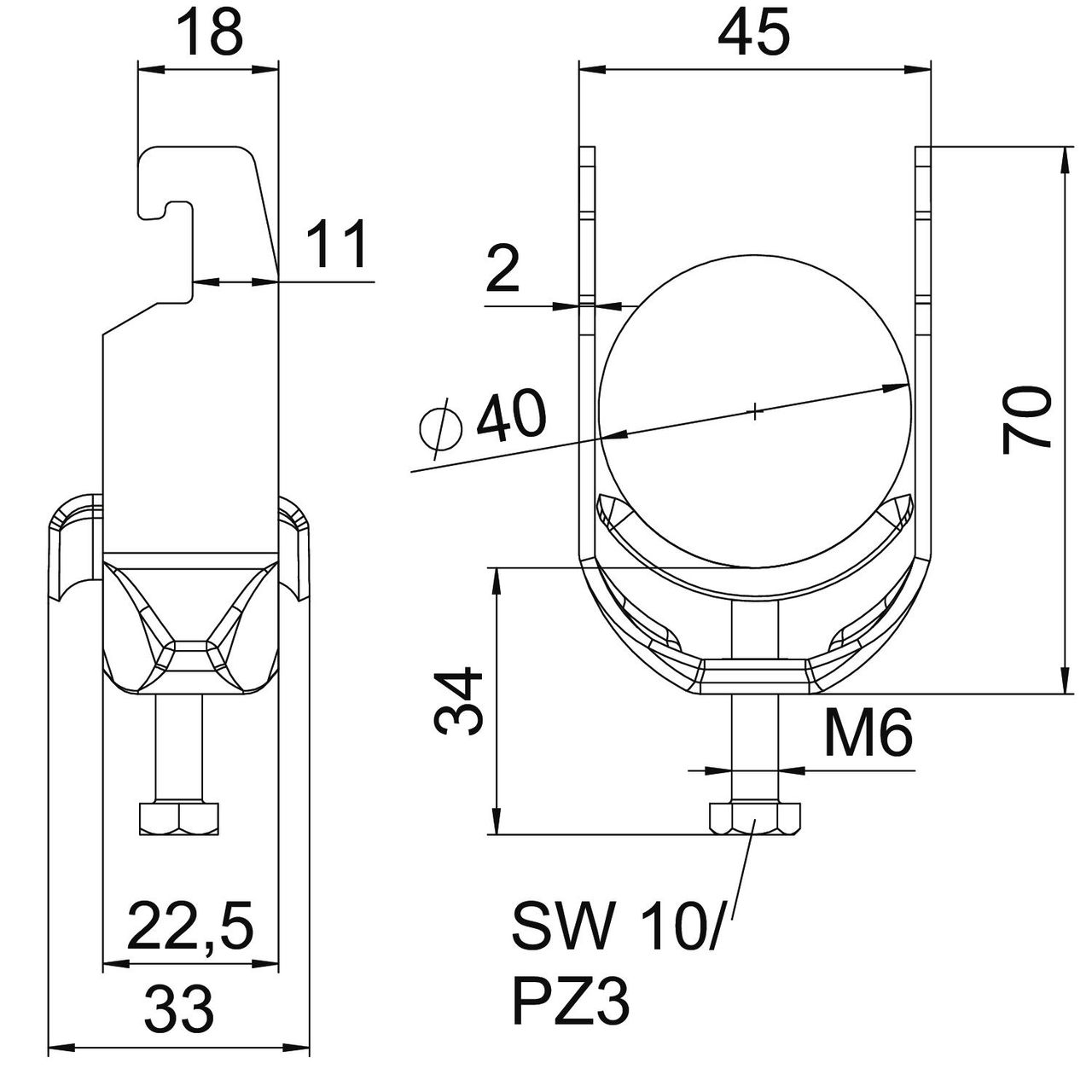 Abraçadeira BBS 2056 34-40mm Aço inoxidável, livre de ferrugem A2 1.4301 brilhante, pós-tratamento – Imagem 2 de 2