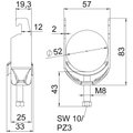 Abraçadeira BBS 2056 46-52mm Aço inoxidável, livre de ferrugem A2 1.4301 brilhante, pós-tratamento