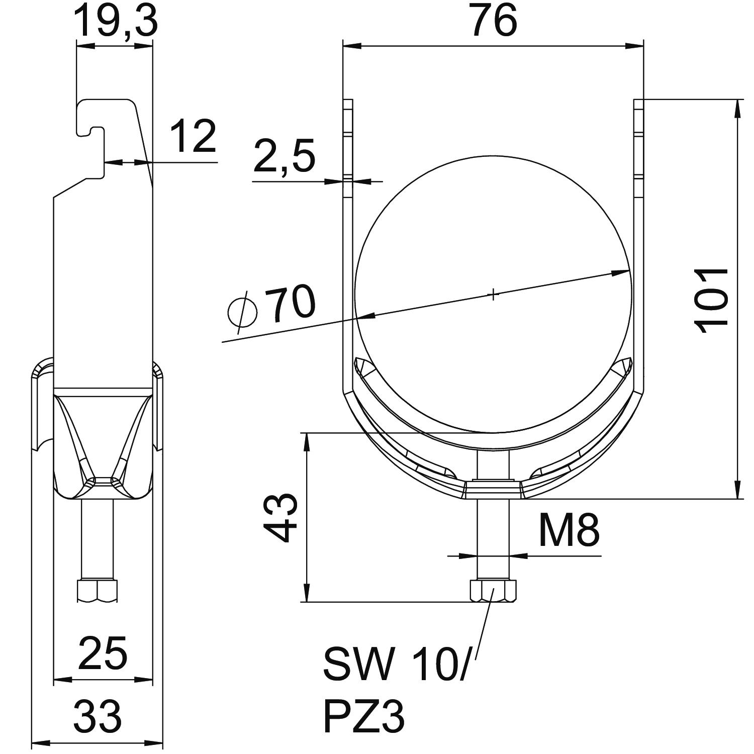 Abraçadeira BBS 2056 64-70mm Aço inoxidável, livre de ferrugem A2 1.4301 brilhante, pós-tratamento – Imagem 2 de 2
