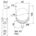 Abraçadeira BBS 2056 70-76mm Aço inoxidável, livre de ferrugem A2 1.4301 brilhante, pós-tratamento