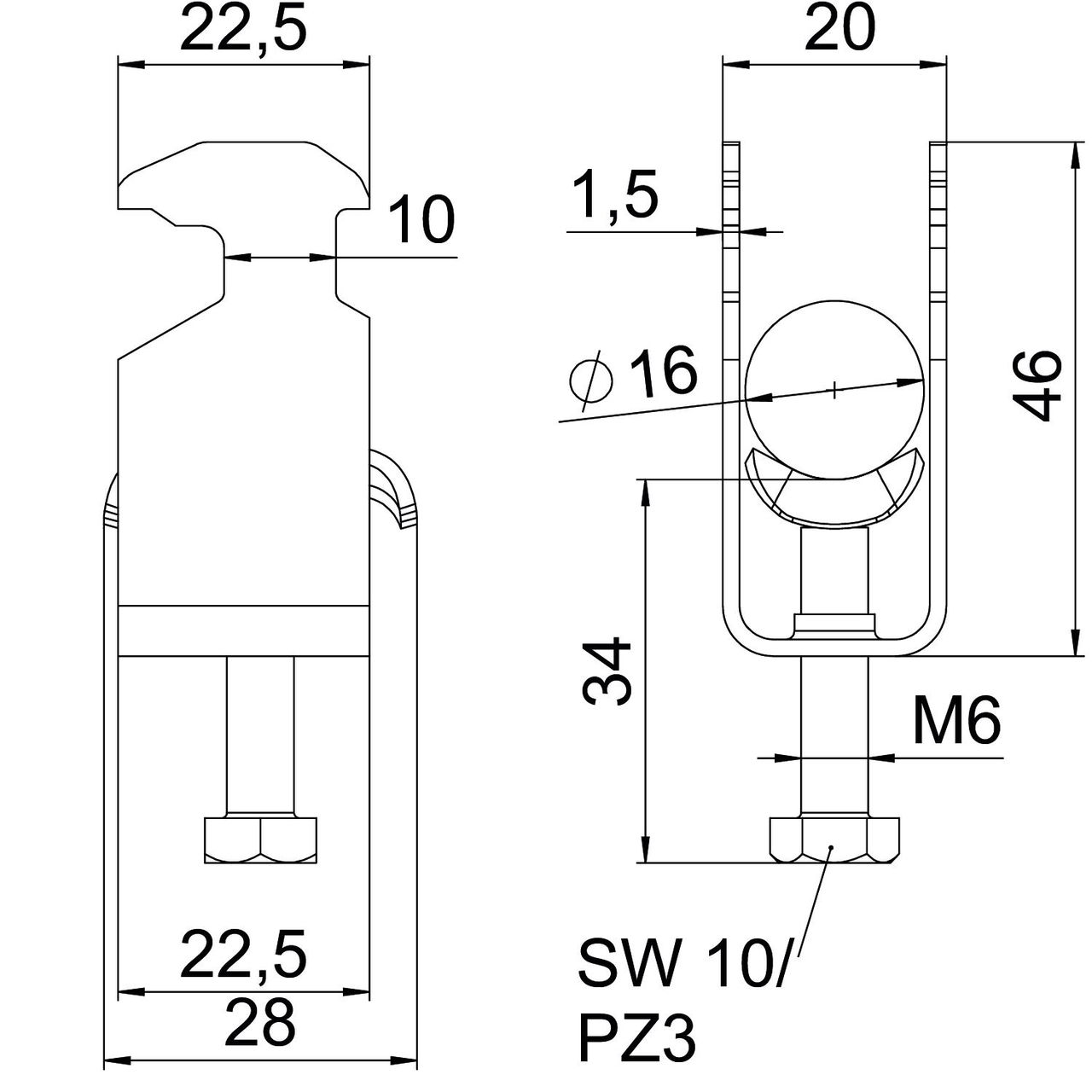 Abraçadeira BBS 2056 12-16mm Aço inoxidável A4 1.4571 brilhante, pós-tratamento – Imagem 2 de 2