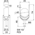 Abraçadeira BBS 2056 34-40mm Aço inoxidável A4 1.4571 brilhante, pós-tratamento