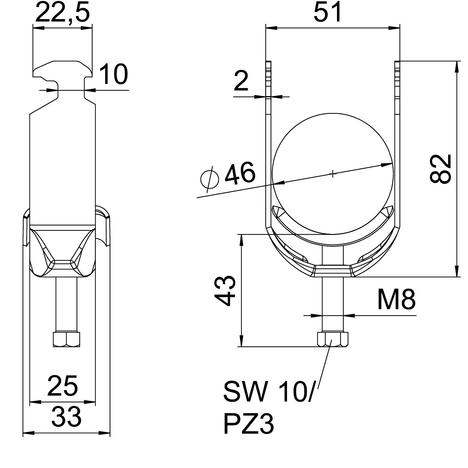 Abraçadeira BBS 2056 40-46mm Aço inoxidável A4 1.4571 brilhante, pós-tratamento – Imagem 2 de 2
