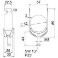 Abraçadeira BBS 2056 46-52mm Aço inoxidável A4 1.4571 brilhante, pós-tratamento