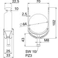 Abraçadeira BBS 2056 58-64mm Aço inoxidável A4 1.4571 brilhante, pós-tratamento