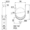 Abraçadeira BBS 2056 64-70mm Aço inoxidável A4 1.4571 brilhante, pós-tratamento