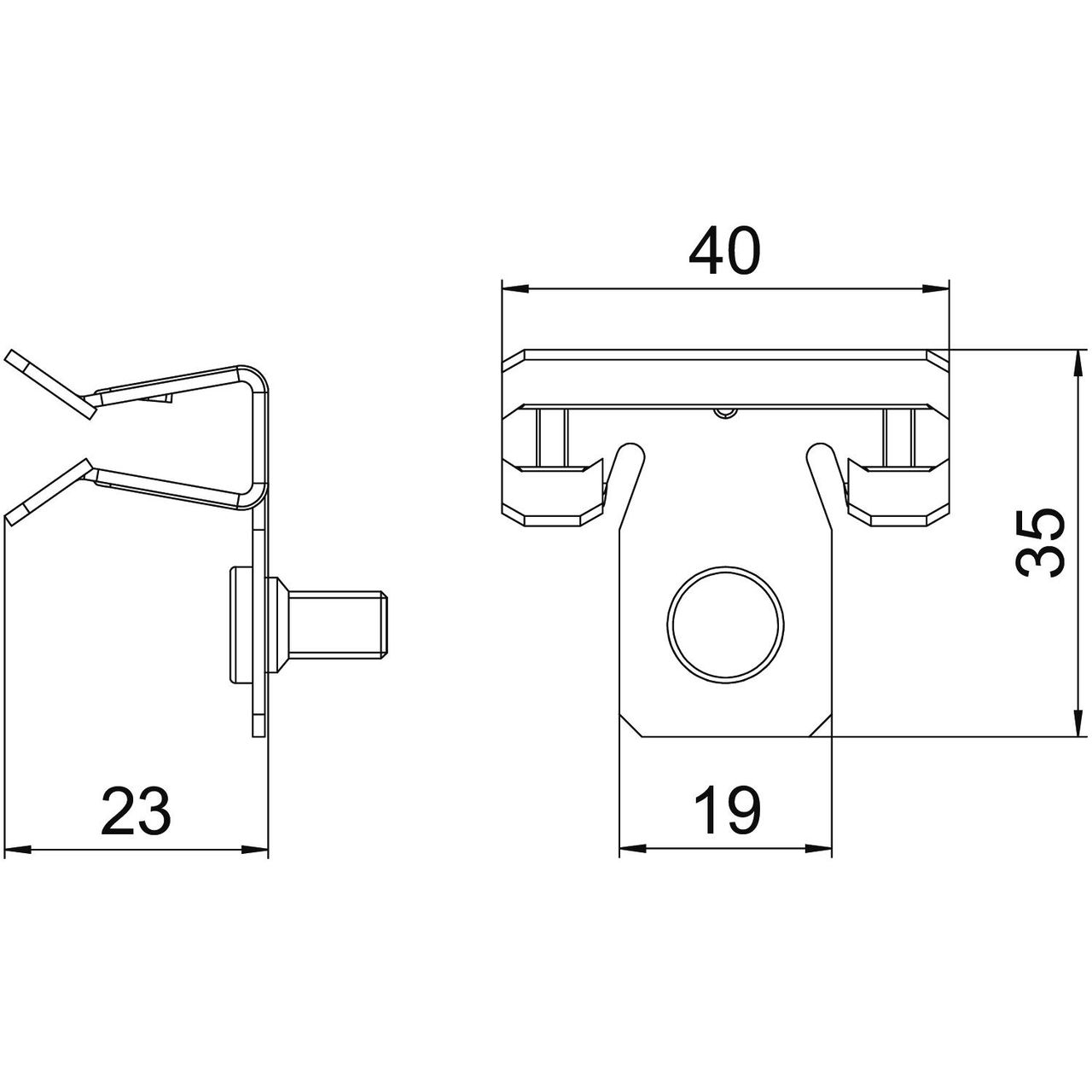 Clip de suspensão com perno roscado M6x9mm 4-10mm Aço Lamela de zinco zinco – Imagem 2 de 2