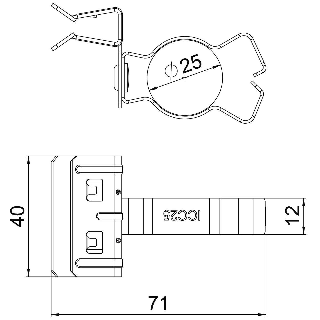 Clip de suspensão com admissão de tubo 20-25mm 4-10mm Aço Lamela de zinco zinco – Imagem 2 de 2
