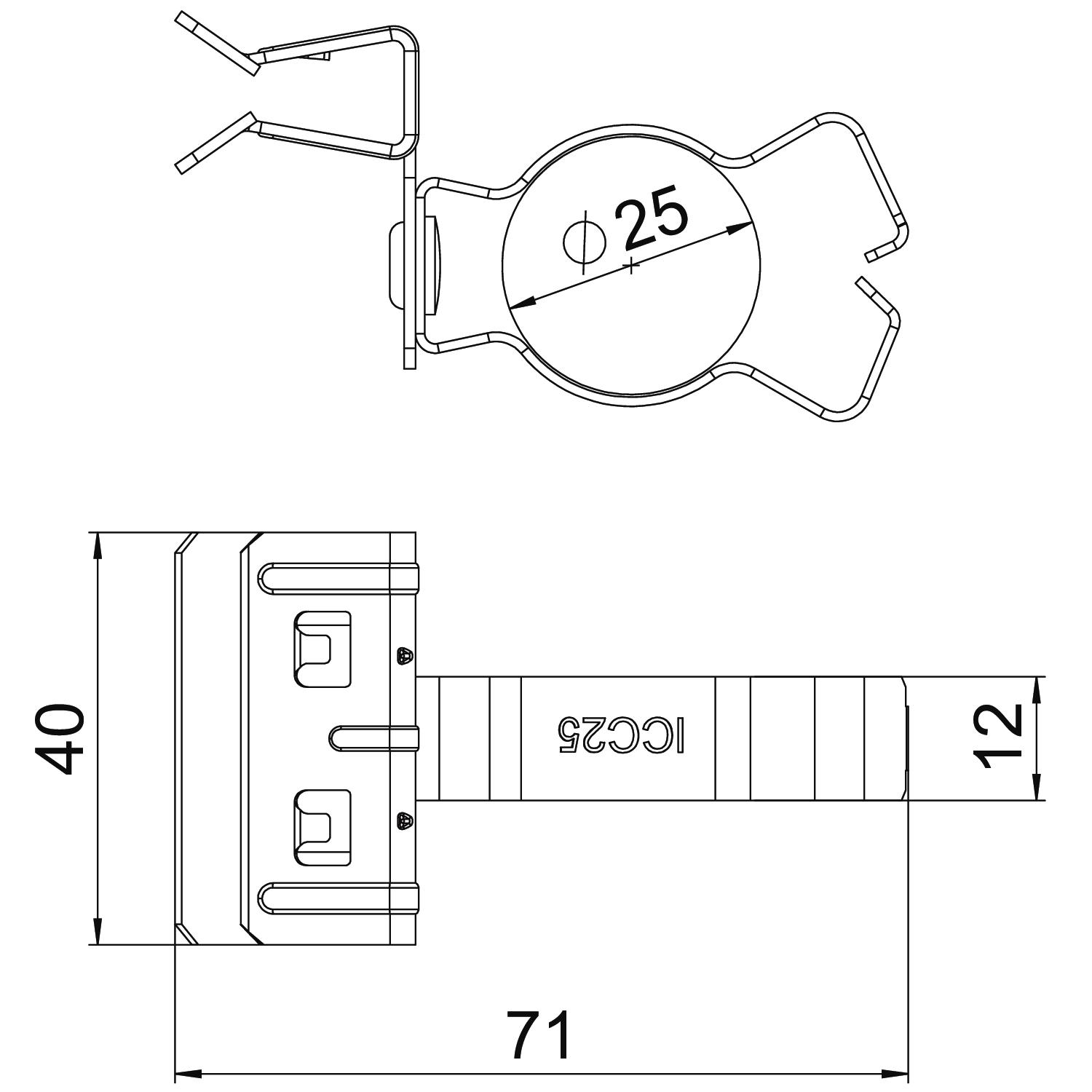 Clip de suspensão com admissão de tubo 20-25mm 4-10mm Aço Lamela de zinco zinco – Imagem 2 de 2