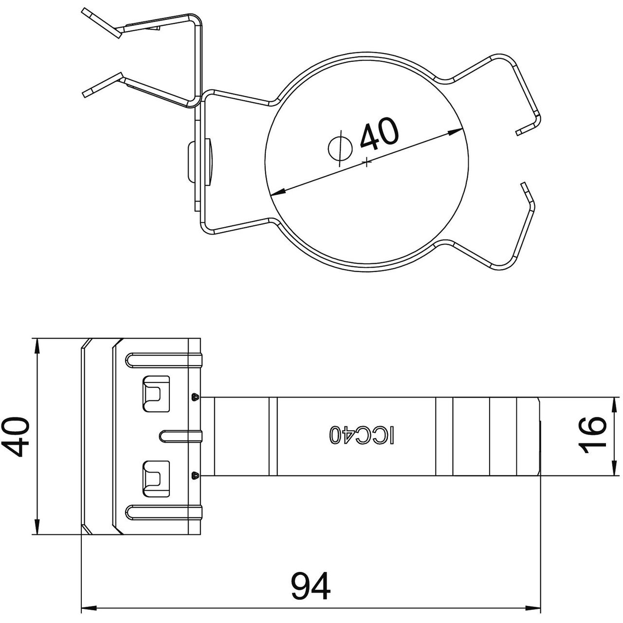 Clip de suspensão com admissão de tubo 36-40mm 10-15mm Aço Lamela de zinco zinco – Imagem 2 de 2
