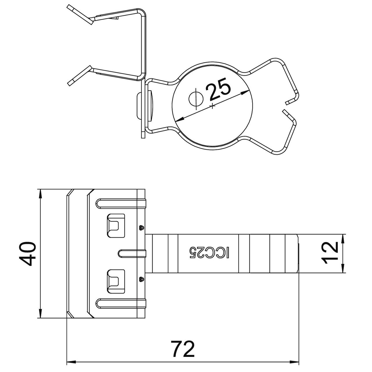 Clip de suspensão com admissão de tubo 20-25mm 15-20mm Aço Lamela de zinco zinco – Imagem 2 de 2