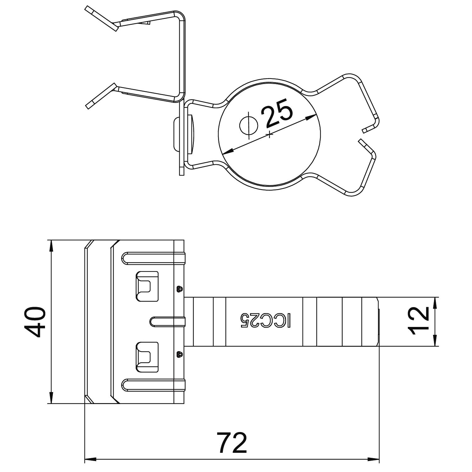 Clip de suspensão com admissão de tubo 20-25mm 15-20mm Aço Lamela de zinco zinco – Imagem 2 de 2