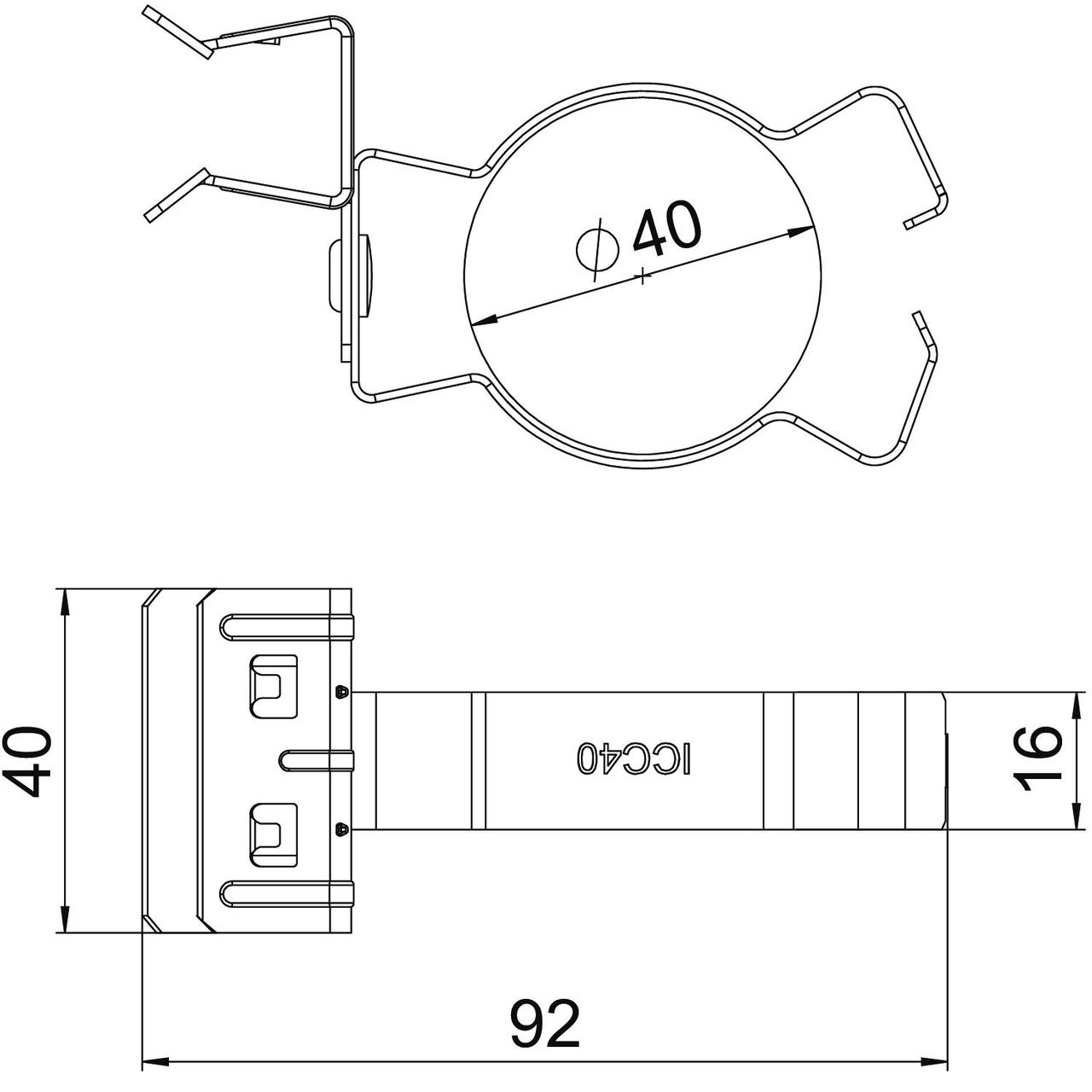 Clip de suspensão com admissão de tubo 36-40mm 15-20mm Aço Lamela de zinco zinco – Imagem 2 de 2