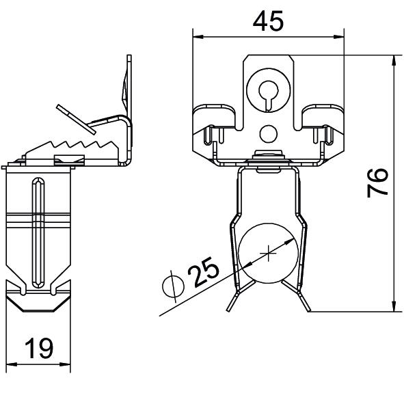 Clip de suspensão com admissão de tubo 25mm 3-7mm Aço Lamela de zinco zinco – Imagem 2 de 2