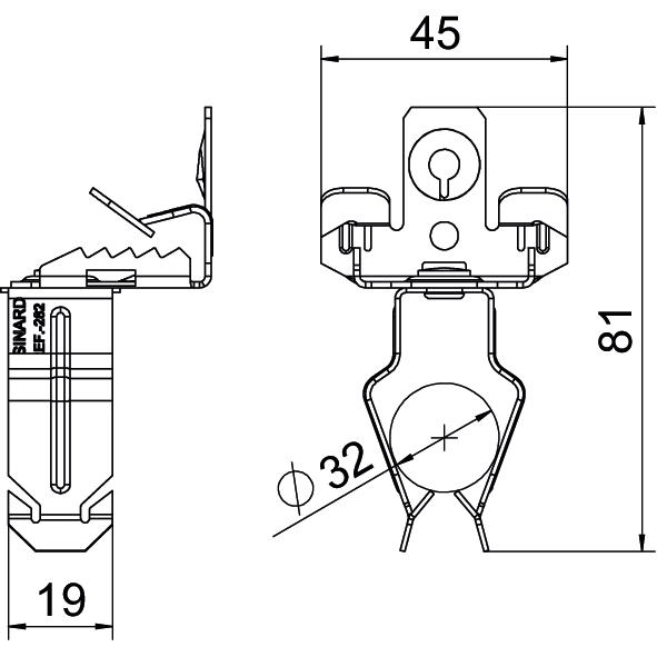 Clip de suspensão com admissão de tubo 32mm 3-7mm Aço Lamela de zinco zinco – Imagem 2 de 2