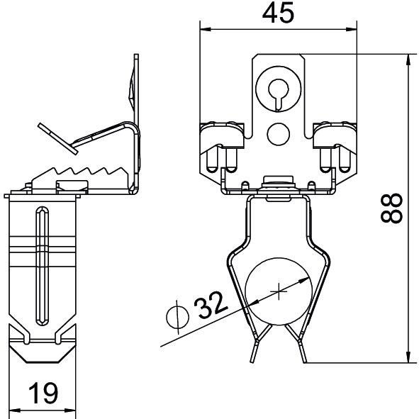 Clip de suspensão com admissão de tubo 32mm 7-13mm Aço Lamela de zinco zinco – Imagem 2 de 2