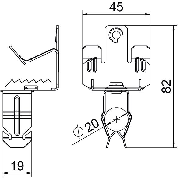 Clip de suspensão com admissão de tubo 20mm 14-20mm Aço Lamela de zinco zinco – Imagem 2 de 2