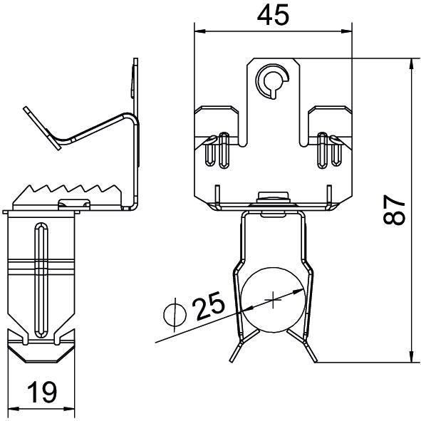Clip de suspensão com admissão de tubo 25mm 14-20mm Aço Lamela de zinco zinco – Imagem 2 de 2