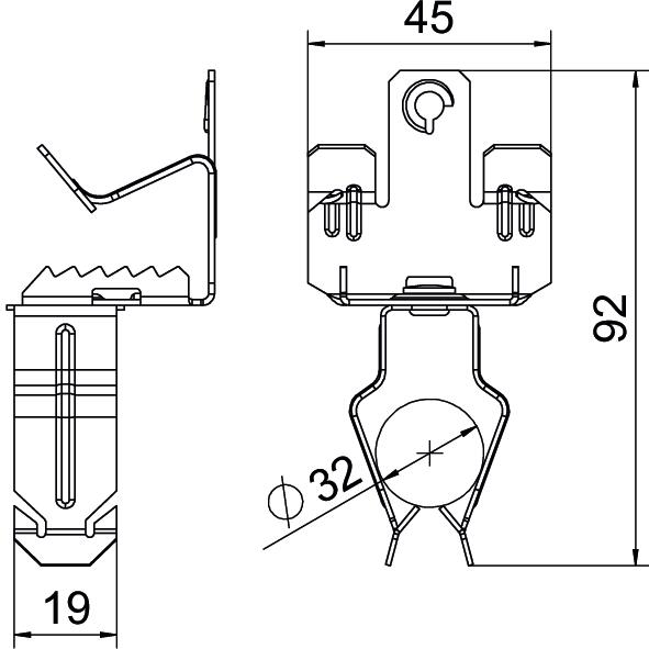 Clip de suspensão com admissão de tubo 32mm 14-20mm Aço Lamela de zinco zinco – Imagem 2 de 2