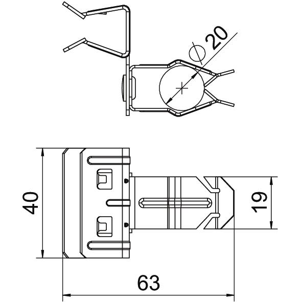 Clip de suspensão com admissão de tubo 20mm 10-15mm Aço Lamela de zinco zinco – Imagem 2 de 2