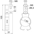 Clip de suspensão com admissão de tubo 36-40mm 2-13mm Aço Lamela de zinco zinco