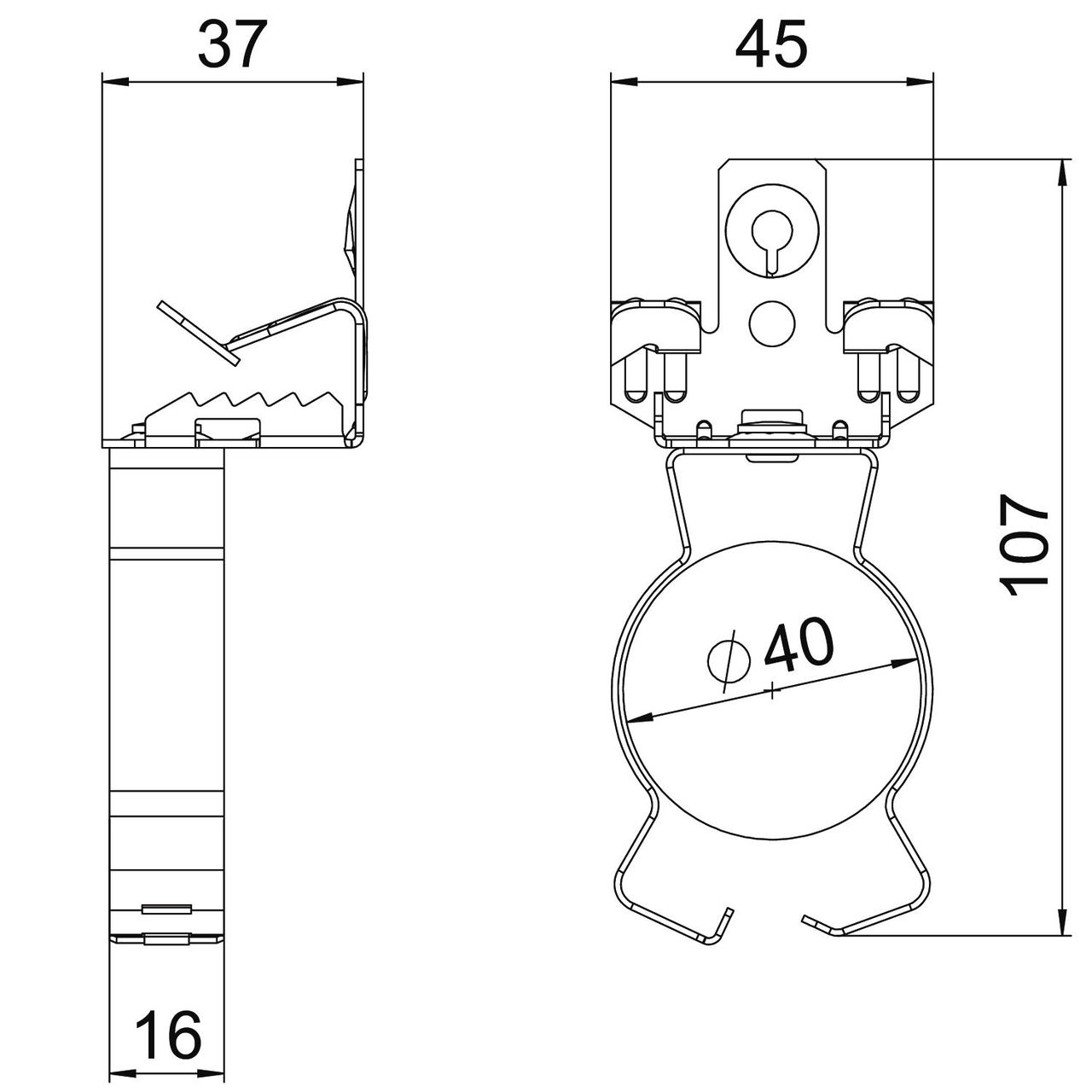 Clip de suspensão com admissão de tubo 36-40mm 7-13mm Aço Lamela de zinco zinco – Imagem 2 de 2