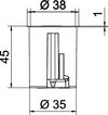 Caixa de aplique HW, hermética com tampa Ø38, H45 Polipropileno / Elastómero termoplástico cor de laranja / cinzento